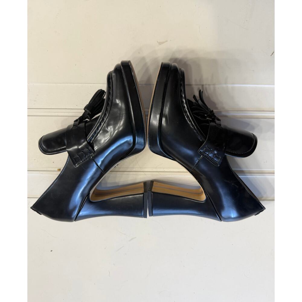 Sam Edleman Womens Sz 8.5 Black Jed Platform Loafer Tassels Classic Shiny - Picture 4 of 8
